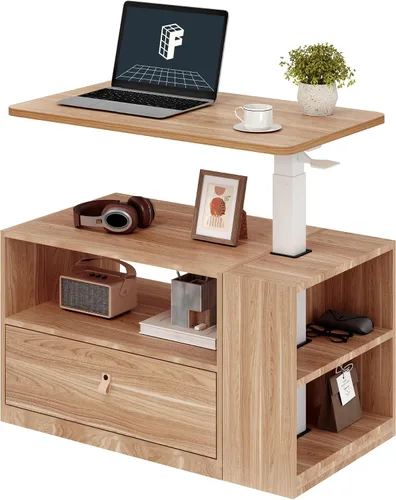 Vista 12 de FLEXISPOT H7 CAB - Escritorio para computadora de pie y sentado en altura ajustable con almacenamiento, escritorio neumático para laptop con cajón