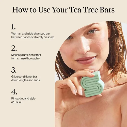 Vista 11 de Kitsch Tea Tree & Mint Clarifying Shampoo and Shave Bar, Champú anticaspa para hombres y mujeres, sin plástico, sin sulfato. Champú para el cabello