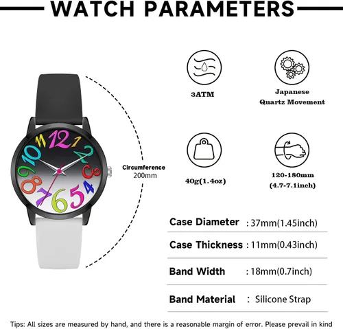 Vista 4 de Bisley Reloj de silicona de retazos para mujer, de 1.457 in, con cara grande, fácil de leer, resistente al agua