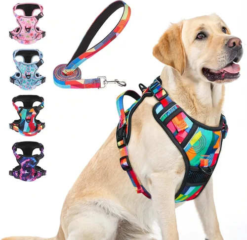 Vista 35 de BEAUTYZOO Arnés para perro sin tirones pequeño, juego de arnés y correa ajustable para perro - Fácil de usar con 3 hebillas/mango de control, arnés