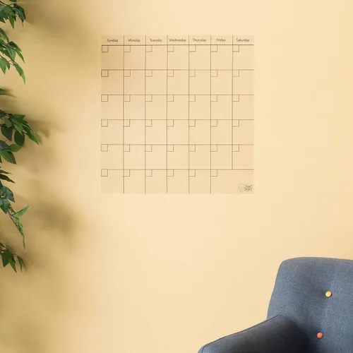 Vista 6 de Think Board Calendario transparente de borrado en seco, pizarra blanca reutilizable de 14 x 14 pulgadas para pared o refrigerador, superficie