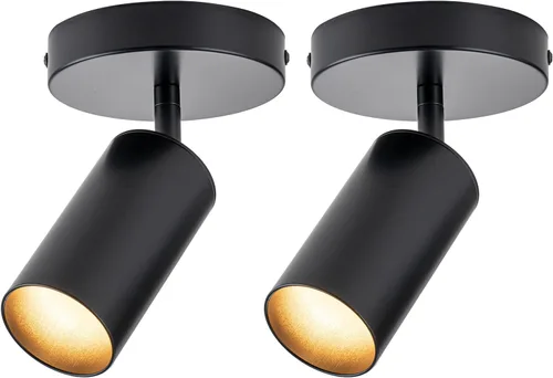 Vista 12 de Foco de Techo Moderno, Luces Spot GU10 para Interiores con Pivote de 350°, Paquete de 2 Focos Direccionales Ajustables para Interiores, Luz de Negro