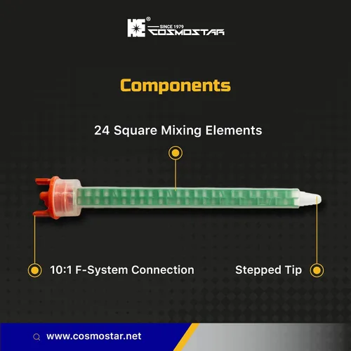 Vista 4 de CosmoMix Punta de Tubo de Boquilla Mezcladora Estática Cuadrada, Sistema F para Relación de Mezcla 4:1/10:1, 7.1 Pulgadas, 24 Elementos, 10 Piezas