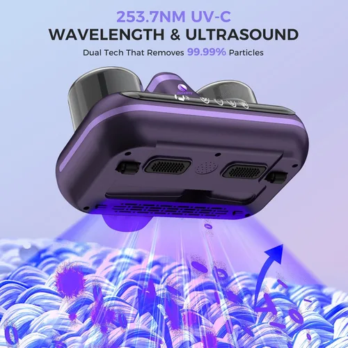 Vista 3 de Amzany Aspirador de colchón – Aspirador de cama inalámbrico 5 en 1, alimentado por luz UV-C y tecnología ultrasónica, succión fuerte de 16 Kpa, bajo