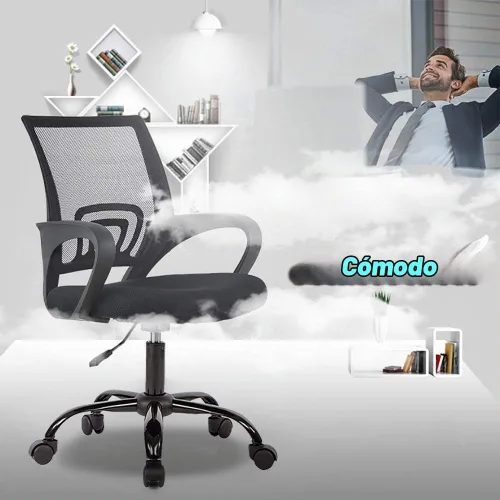Vista 8 de BestOffice Silla giratoria de malla para computadora, moderna, ejecutiva, ajustable, para mujeres, hombres (paquete de 2) (negro)