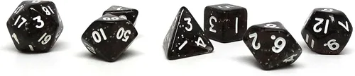 Vista 14 de Mini colección de dados poliédricos de 0.394 pulgadas - Incluye un D20, D12, D10, D8, D6, D4 y D00 (Aqua Shine)