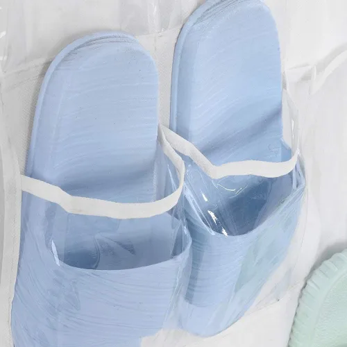 Vista 6 de Wisecoco Organizador de zapatos con 24 bolsillos sobre la puerta, ahorro de espacio, bolsas de almacenamiento colgantes para armario, estante