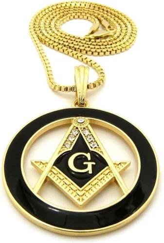 Vista 2 de Collar de cadena con colgante de brújula Freemassons Masonic G para hombre, 24 pulgadas