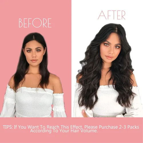 Vista 6 de Loxxy Extensiones de cabello humano sin costuras con clip para mujer, ultra invisible, trama de poliuretano, extensiones de cabello con clip