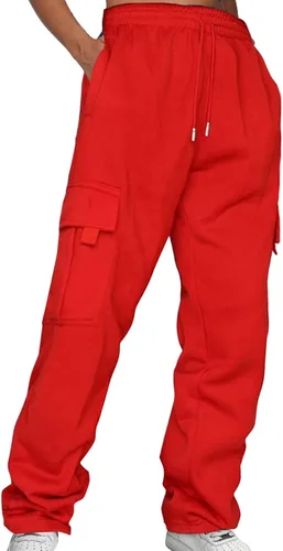 Vista 3 de GDJGTA Pantalones cargo para hombre, casuales, atléticos, de algodón, holgados, rectos, con múltiples bolsillos