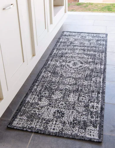 Vista 34 de Unique Loom Alfombra de la colección tradicional para exteriores, desgastada durante el tiempo (octágono de 5 pies y 3 pulgadas, azul/gris)