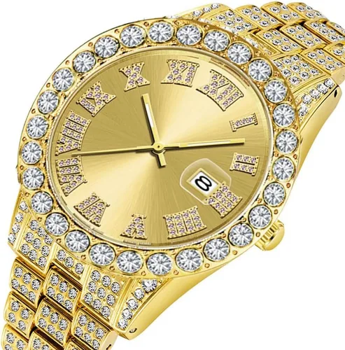 Vista 3 de SENRUD Reloj de pulsera analógico de cuarzo con diamantes de imitación de cristal para hombre