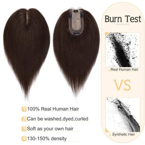Vista 2 de SEGO Pelucas de cabello humano para mujeres con cabello delgado, base de seda de 7 * 13 cm, 100% cabello humano real, clip para peluca de la parte