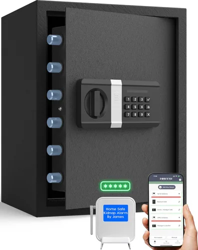 Vista 14 de FORFEND Smart Home Safe Caja de seguridad WiFi con aplicación de bloqueo/alarma Comando de voz, alarma de secuestro, detección de manipulación
