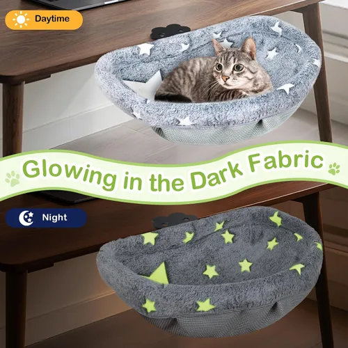 Vista 2 de Cama de escritorio para gatos, hamaca de escritorio ajustable para Grisclaro