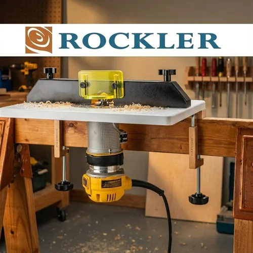 Vista 6 de Rockler Mesa de Router de Recorte – Mesa de Router Ajustable con Agujeros Pre-perforados en la Parte Posterior - Mesa de Router con Protector