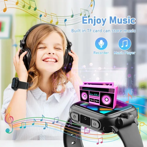 Vista 4 de Awatty Reloj Inteligente para Niños, Reloj para Niños con 26 Juegos Cámara Grabadora de Video Música Alarma Calculadora Calendario Linterna