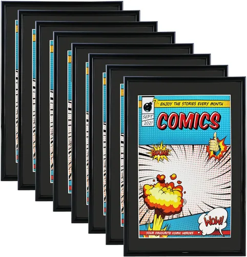 Vista 6 de Marco para cómics, paquete de 4, protección UV ultravioleta, se adapta a Current Comics de hasta 6, 34 x 10 pulgadas, 14 pulgadas, para pared