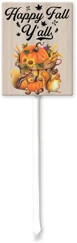Vista 8 de Letrero de bienvenida de otoño de 4.6 x 6 pulgadas para patio con estaca, letrero de aluminio resistente sin óxido, letreros decorativos de otoño S1