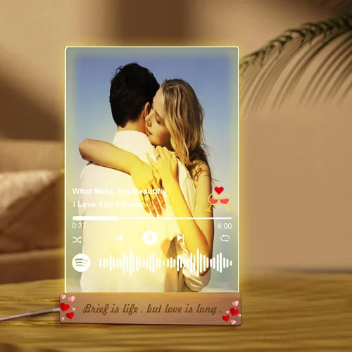 Vista 12 de Placa acrílica personalizada para Spotify, personaliza nuestra placa acrílica con tu canción y foto favoritas, regalos personalizados para el día