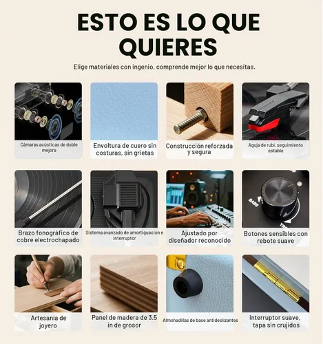 Vista 6 de VINYLSLINK - Tocadiscos de vinilo Bluetooth, tocadiscos portátil de 3 velocidades con control de agudos y graves, altavoces estéreo integrados Azul