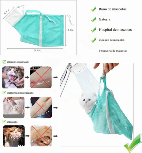 Vista 4 de Zapatos de silicona antiarañazos para gatos y bolsa de baño