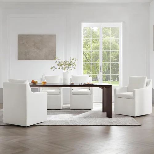 Vista 10 de KISLOT Upholstered Dining Chairs Set of 1 with Casters, Cream