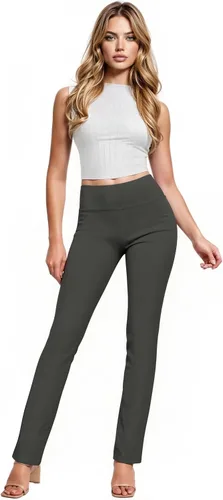 Vista 22 de Hybrid & Company - Pantalones de oficina Millennium ajustados con corte para bota para mujer 10768-negroblanco