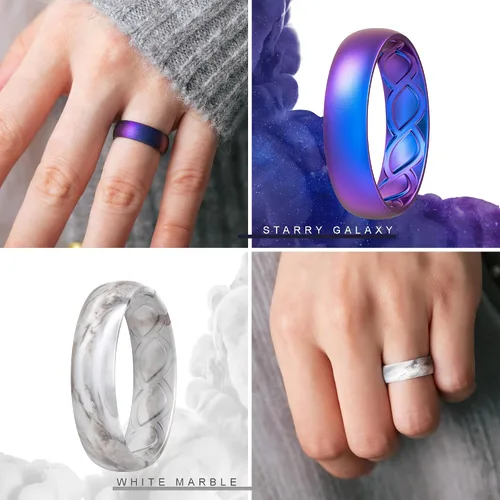 Vista 4 de Saco Band Silicone Ring for Women - 6mm Width 1.8mm Thick
