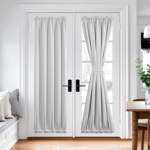 Vista 76 de Deconovo Cortinas opacas para puerta, bolsillo para cortinero y cortinas de bloqueo con aislamiento térmico para dormitorio, 137.16 x 189.2 cm, azul