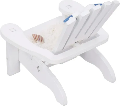 Vista 9 de Mini silla de playa, mini silla de playa de madera de estilo náutico, silla de playa resistente de pino natural para la sala de estar, baño