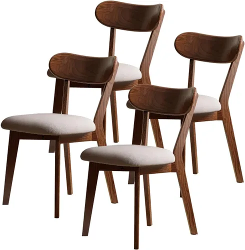 Vista 32 de Silla de comedor de madera maciza para cocina (1, negro) Contoured seat for comfort. Non-slip feet, sturdy wood. Quick assembly. For dining