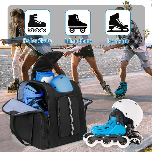 Vista 7 de GOBUROS Bolsa de patinaje para hombres y mujeres, mochila de patinaje sobre hielo para zapatos de patinaje hasta hombres de EE. UU. 13