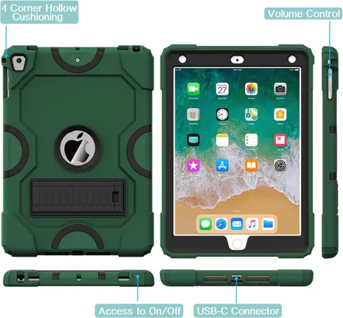 Vista 6 de ZoneFoker Funda para iPad de 6ª/5ª generación (9.7 pulgadas, modelo 2018/2017), iPad Air 2 / 1ª, iPad Pro 9.7, funda protectora resistente a prueba