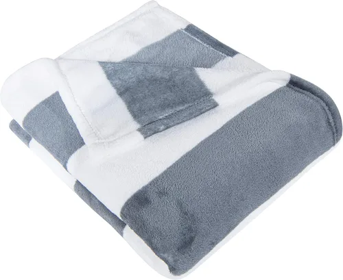 Vista 4 de NTBAY Mantas de Franela para Sofá, Súper Suaves con Manta de Cama Estampada de Rayas Grises y Blancas, 51x68 Pulgadas
