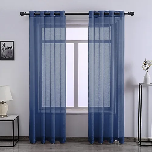 Vista 19 de DONREN 2 paneles de cortina de voile semitransparentes texturizados para ventana de cocina, pequeñas ventanas cortas, cortinas suaves de lujo