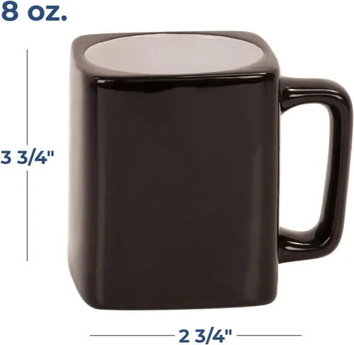 Vista 2 de Sofia's Findings Taza de cerámica cuadrada personalizada de 8 oz. - Taza de café personalizada