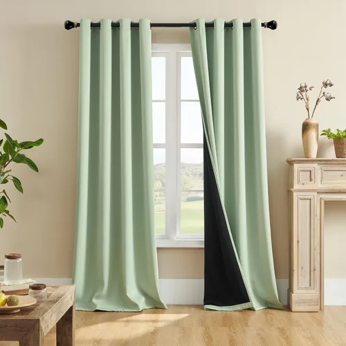 Vista 19 de Rutterllow - Cortinas 100% opacas, paneles de cortina con ojales, aislamiento térmico y bloqueo de luz para habitación y sala de estar