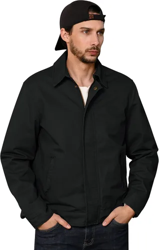 Vista 4 de WenVen Chaqueta militar informal ligera de lona para hombre