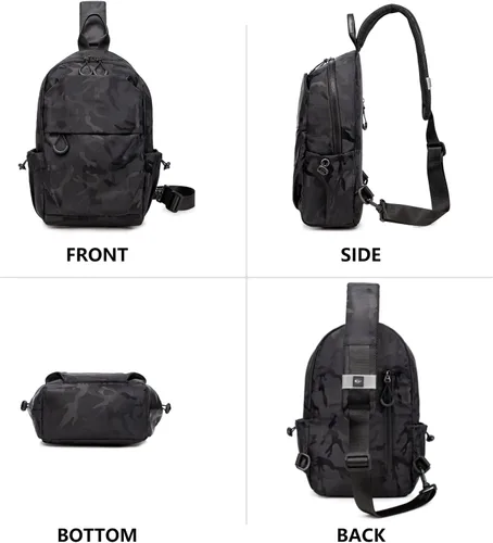 Vista 3 de CANTLOR Bolso bandolera pequeño para hombre, mochila cruzada de viaje, paquete de pecho ligero para exteriores, bolsa de hombro con una correa