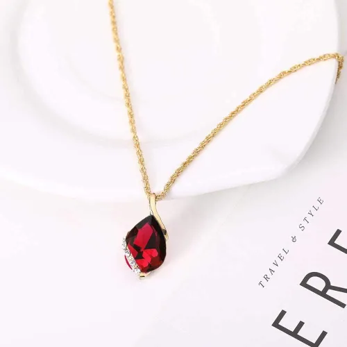 Vista 6 de ZINSBEDI - Juego de collar y pendientes para mujer y niña, chapado en oro, collar de cristal