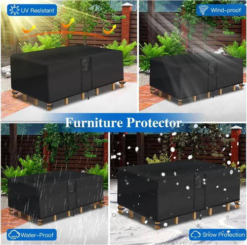 Vista 5 de Funda para Mesa de Café de Exterior - Funda Impermeable Rectangular para Mesa de Café de Patio (36L x 22A x 18Al pulgadas, Negro) Fundas