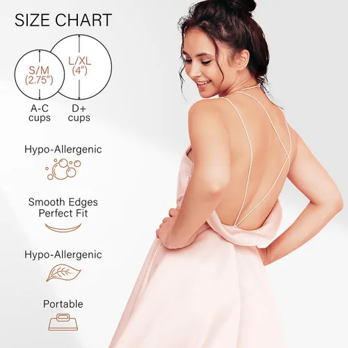 Vista 4 de QUXIANG 4 pares de fundas para pezones para mujer, reutilizables, adhesivas, de silicona, sin pezones, brasier para vestido