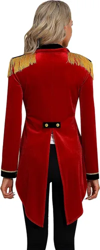 Vista 5 de Abrigo retro de terciopelo victoriano para mujer, chaqueta steampunk, disfraz de circo