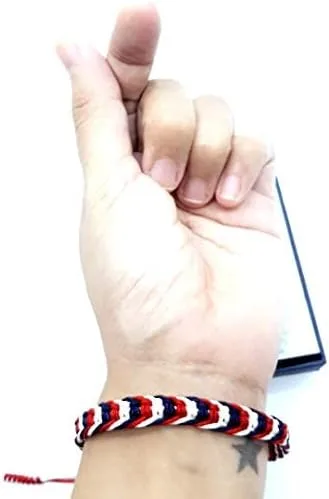 Vista 6 de LAMIBEE Pulsera tibetana de color con bandera de país, amuleto y estilo bohemio, pulsera de cuerda y brazaletes para mujeres, hombres, pulseras