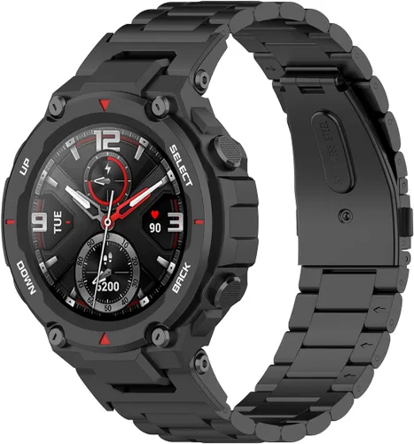 Vista 5 de FitTurn Compatible con las correas Amazfit T-Rex, pulsera elegante de repuesto de acero inoxidable sólido de metal ajustable con herramientas