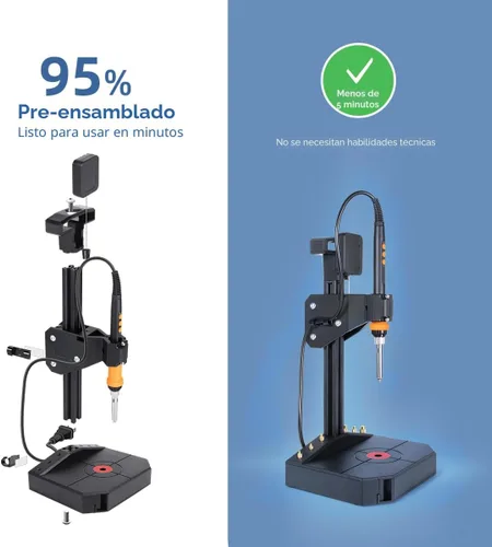 Vista 2 de Máquina de prensado vertical de herramientas de inserción de calor con soldador de 90 W, puntas de ajuste de calor M2-M8, 30 piezas de tuercas
