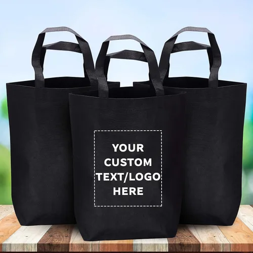 Vista 2 de DISCOUNT PROMOS Customizable Large Tote Bag, Set of 10/50/100 Heavy Duty & Reuseable Bulk Pack - Purple