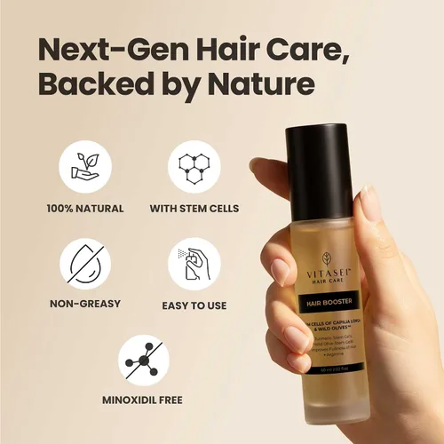 Vista 6 de Vitasei Hair Booster - Suero revitalizante para el cabello con capilia longa, células madre de oliva silvestre y arginina, tónico capilar