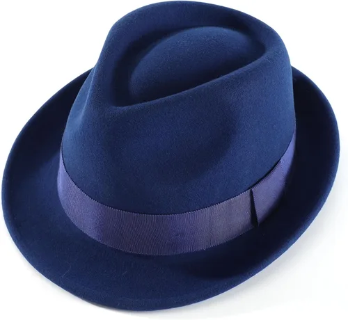 Vista 29 de Home Prefer Sombrero de invierno de fieltro de lana para hombre Sombrero de ala corta Fedora